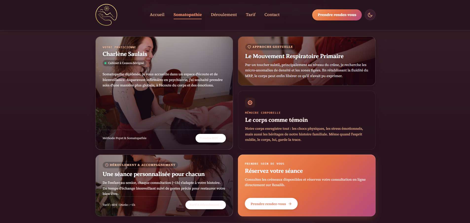 Site Web Charlène Somatopathie Présentation