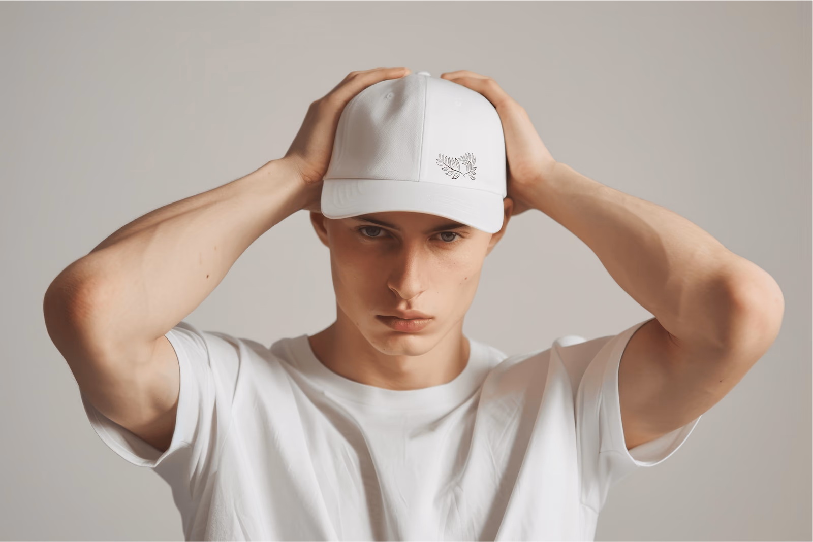 Casquette blanche Laurea portée