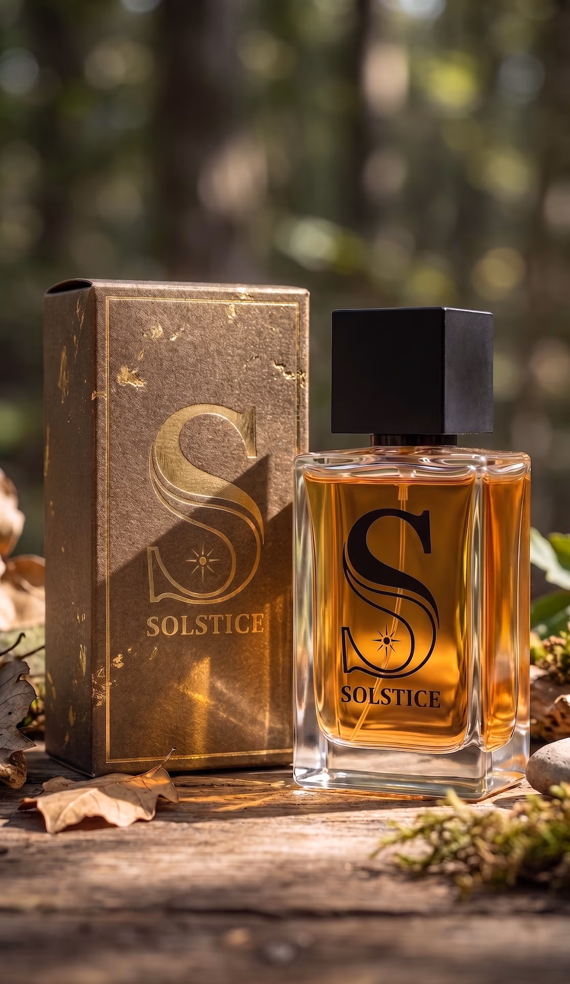 Coffret et flacon Solstice en extérieur